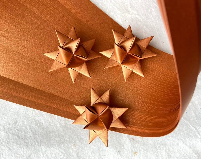 Froebel Mint Shimmer Metallic Paper Strips ~Weaving, Moravian Stars, German Stars, Froebel Stars (50 strips) (Copper, 1 inch) - Image 3